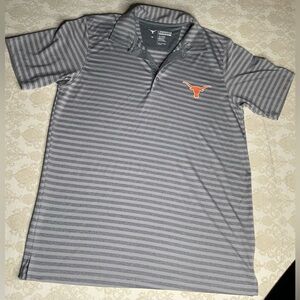 Texas Longhorns Gray Striped Performance Polo Shirt Men’s Medium Short Sleeve